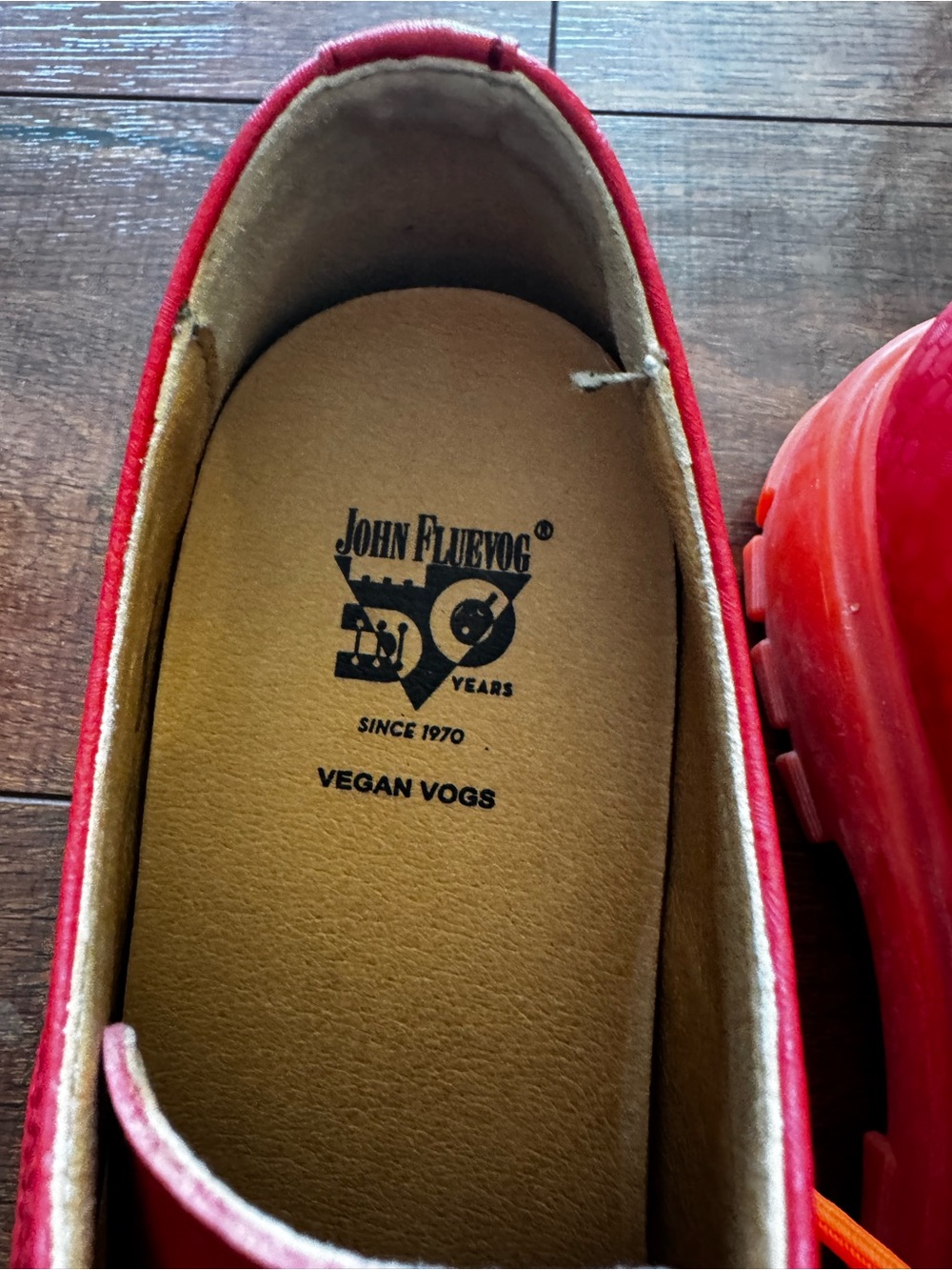 John Fluevog Red Vegan Lace-Up Platform Shoe - Statement Sneaker - Picture 3 of 9